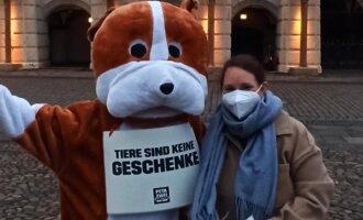 PETA ZWEI-Streetteam-Demos: Tiere sind keine Geschenke